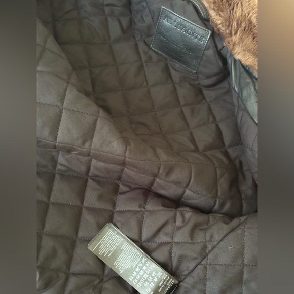 ALLSAINTS Rigby Lux Leather Biker Jacket w/ detachable faux fur collar, size 2 - Picture 9 of 11